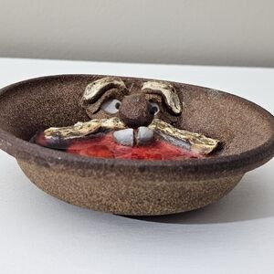 Handmade Ugly Face Glazed Pottery Dish